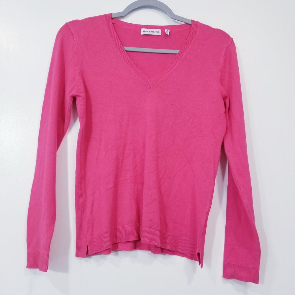 525 America Pink V-Neck Pullover Sweater